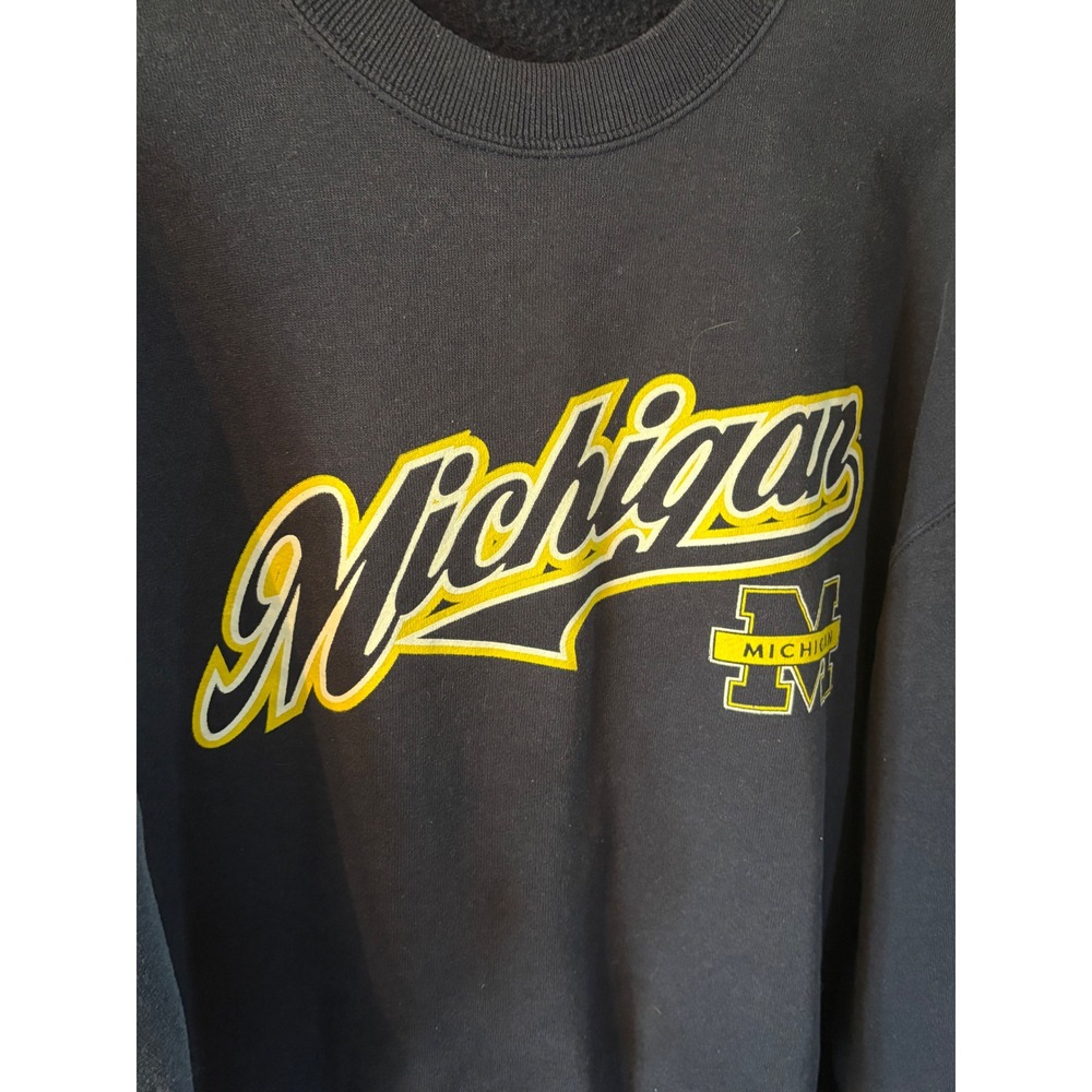 Vintage Starter Michigan Wolverines Sweatshirt Navy Blue Crewneck Mens Large 90s - Picture 2 of 5